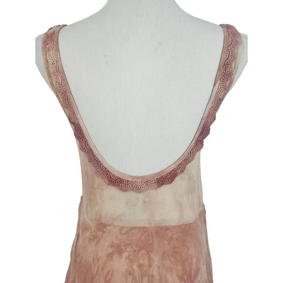 RARE Free People X New Romantics Blush Tie Dye Tiered Ruffle Hem Boho Maxi Dress - Picture 13 of 16